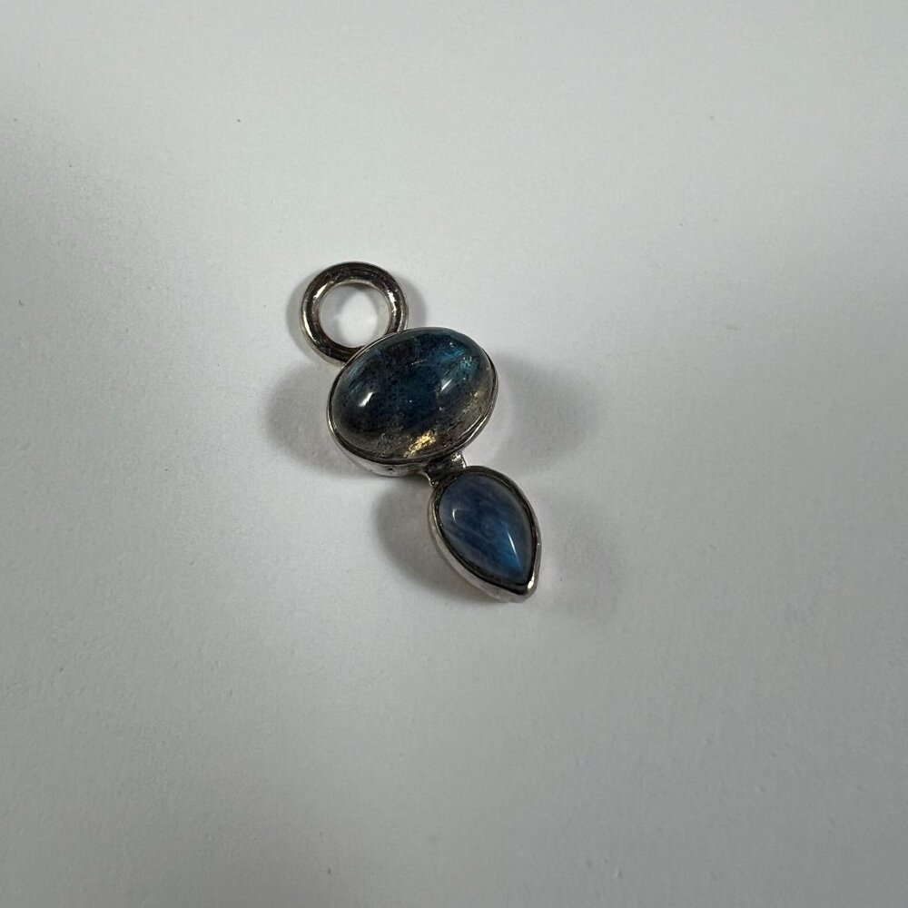 Sterling Silver Doug Paulus Labradorite Teardrop & Oval Pendant Charm 0.75"